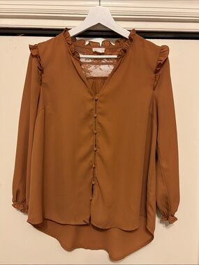 Beautiful Ruffle Lace Yoke Blouse